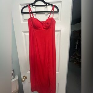 Elegant Red Women's Dress - J Crew fitted crepe bustier dress